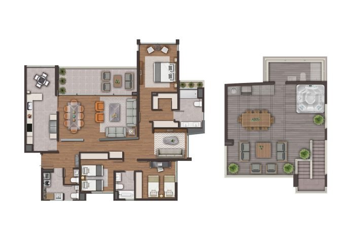 Planta Tipo A5: 3 Dormitorios + Estar + Rooftop